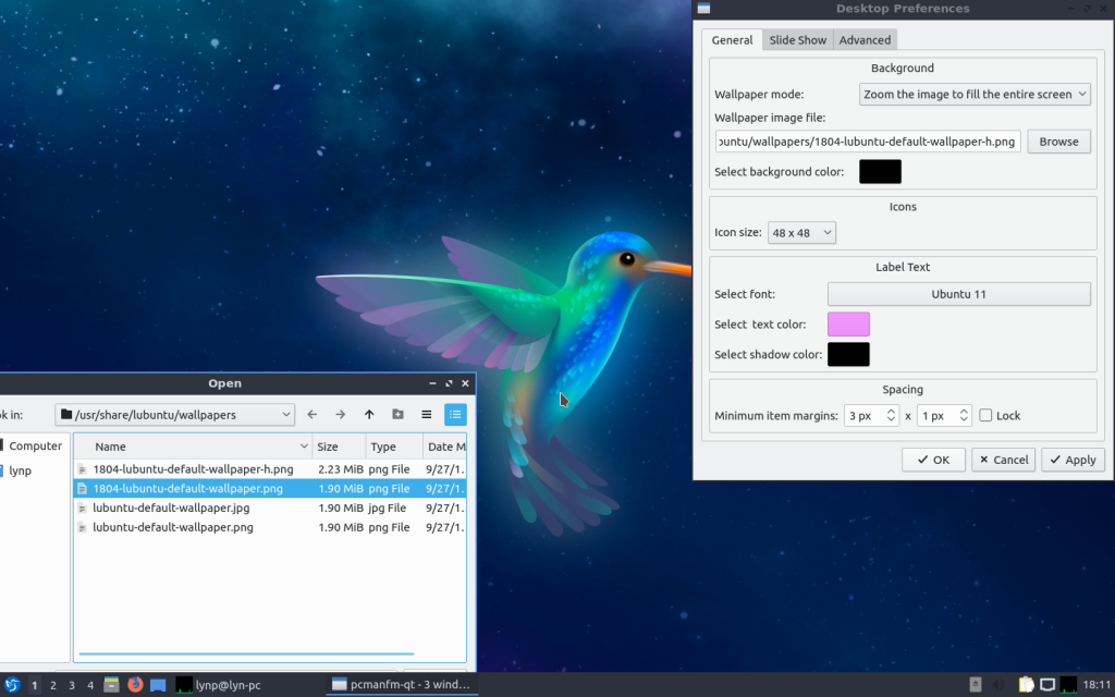 lubuntu 16.04 on it with the pale moon browser